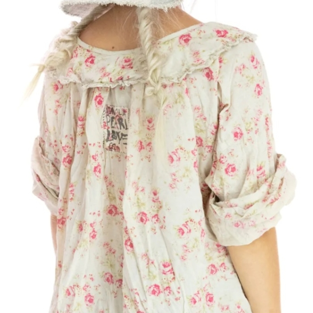 Magnolia Pearl Cream and Pink Floral Blouse